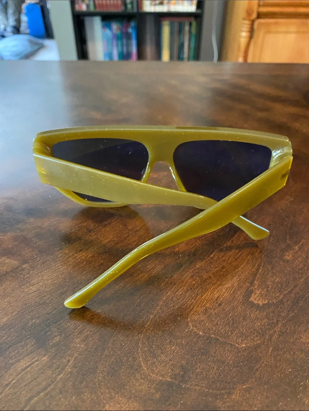 Olive Green Retro Rectangle Sunglasses